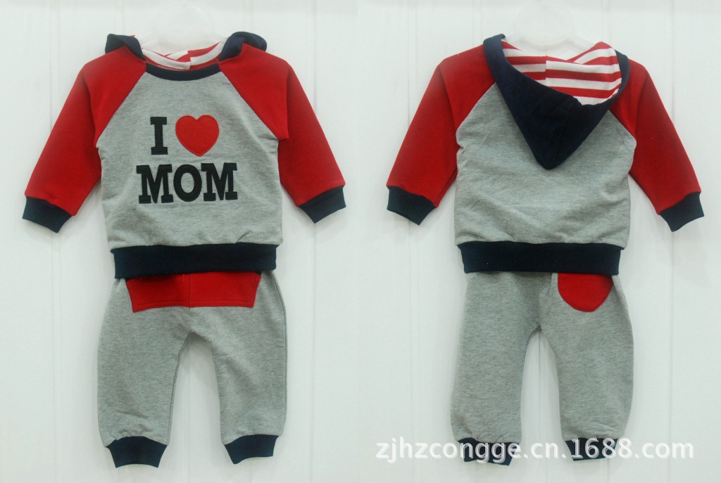 【2013新款 <em>宝宝</em>套装 男女款我爱<em>爸爸妈妈</em>带帽