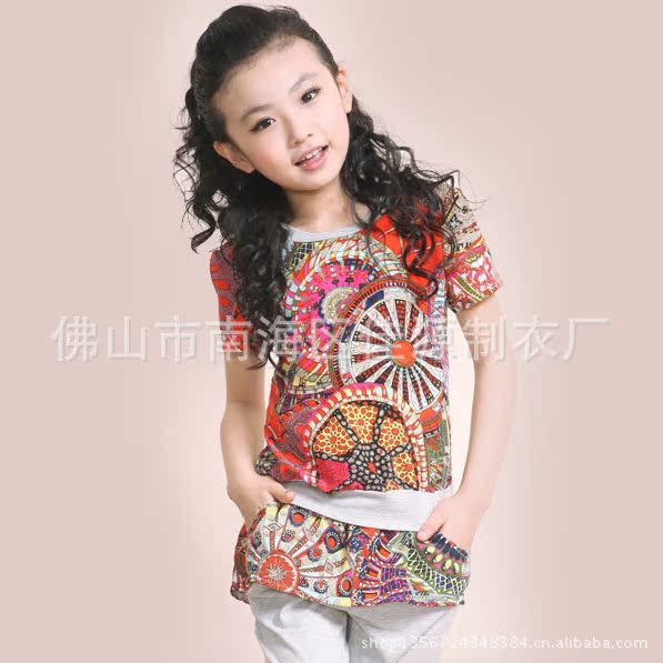 爱马仕风<em>女童</em>夏装<em>全棉</em>雪纺运动<em>套装</em> 新潮款中