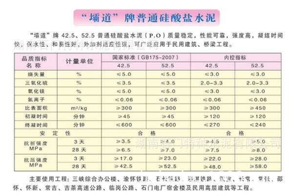 坝道牌42.5普通硅酸盐水泥(P.O)-强度高、保