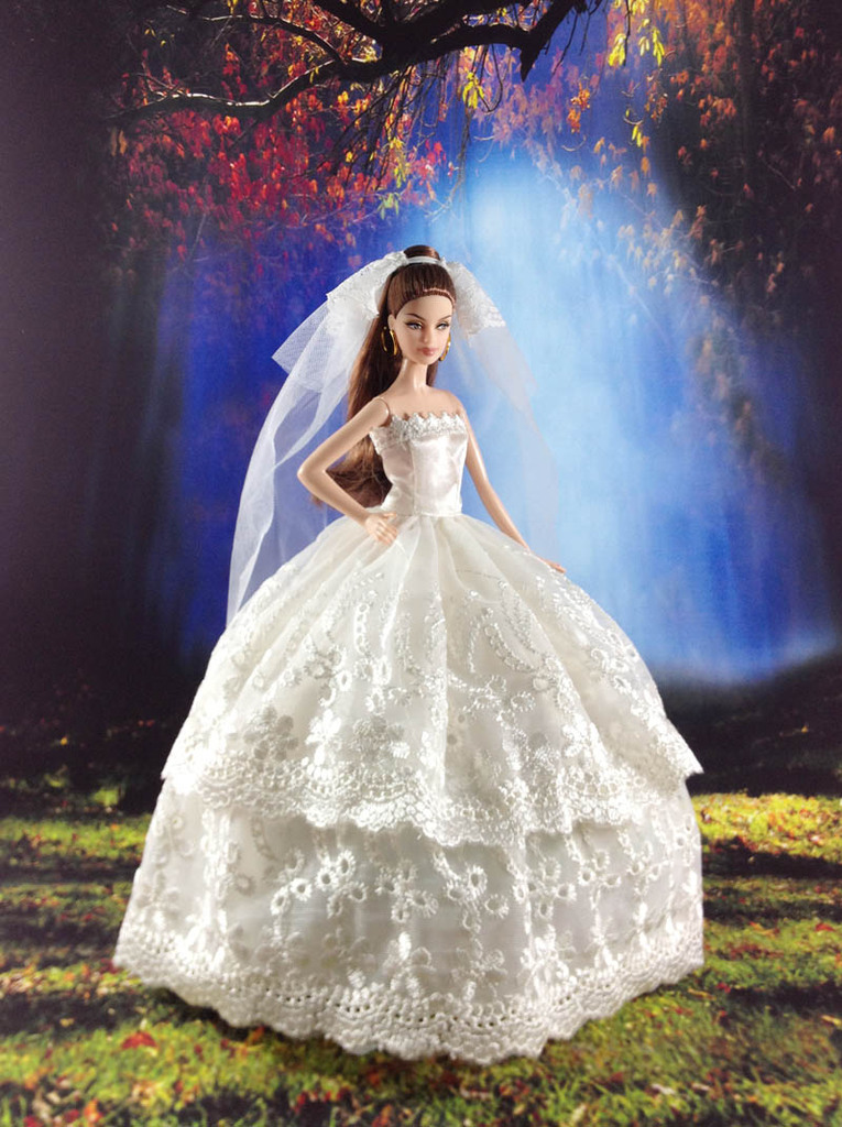 玩具配件-<em>芭比</em>服装 <em>婚纱</em>裙<em>公主</em>裙 可儿/丽芙可