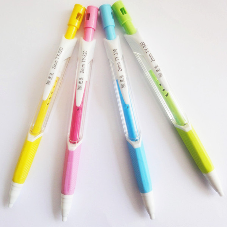 【彩色透明三角自动铅笔2.0活动铅笔 免削塑料
