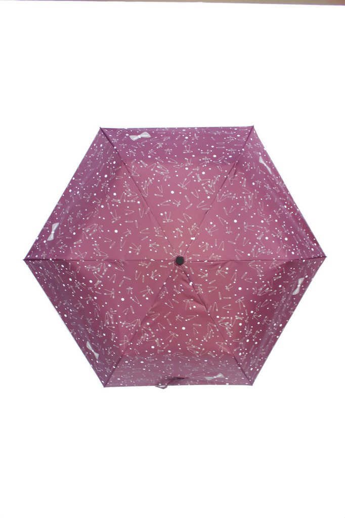 梅花伞银胶防紫外线伞三折树脂伞别针蝴蝶结