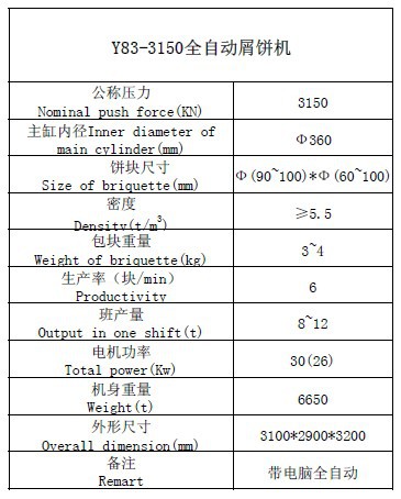 Y83-3150全自动屑饼机