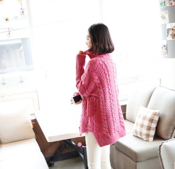 新款秋冬<em>韩版</em>套头<em>大毛衣</em>外套女宽松加厚中<em>长款</em>