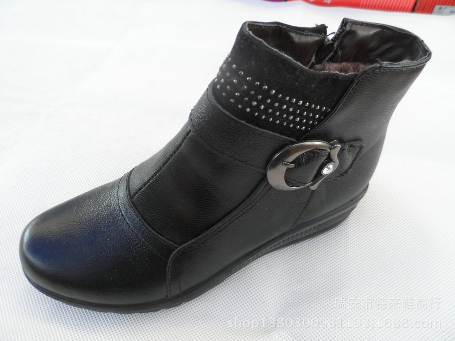 鞋-566保暖老太太棉鞋 人造PU革聚氨酯成型底