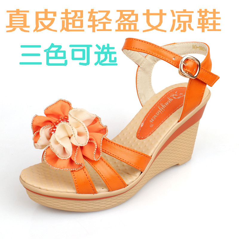 直销2013韩版新款蝴蝶结鱼嘴真皮<em>女士凉鞋</em>高