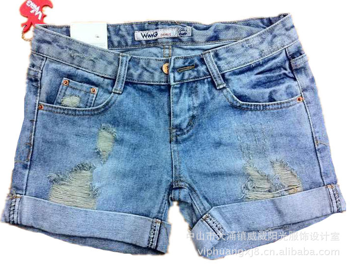 2013新款春秋冬季宽松<em>卷边女士</em>牛仔<em>短裤</em>女夏