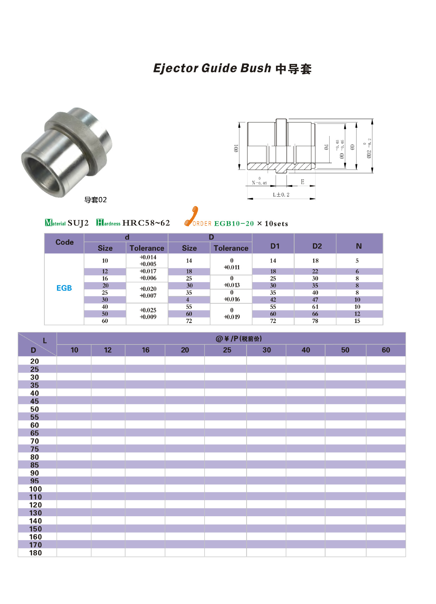 低价供应各种高规格优质中导套 模具配件批发 质量保证