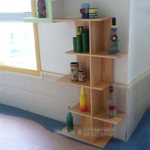 柜类-幼儿园室内装饰书柜 木制原木儿童展示柜