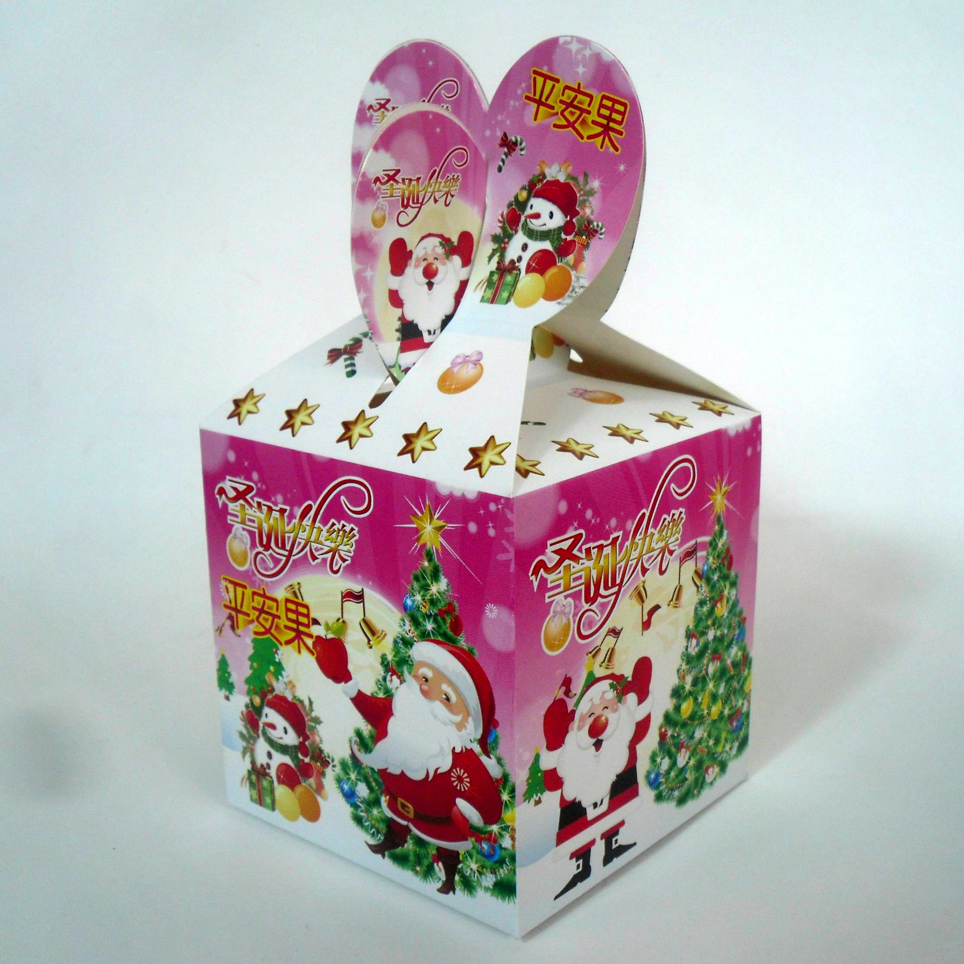 【圣诞苹果盒批发 粉色鱼尾式圣诞盒苹果盒 礼
