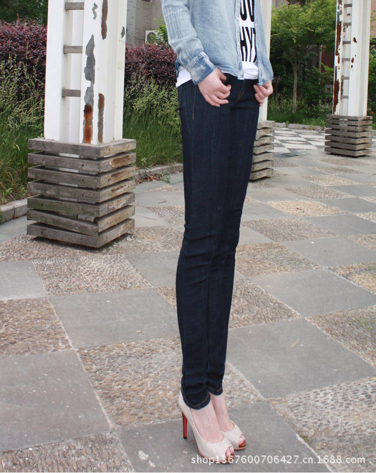 外贸原单 新款黑色女士弹力小脚裤 修身铅笔裤