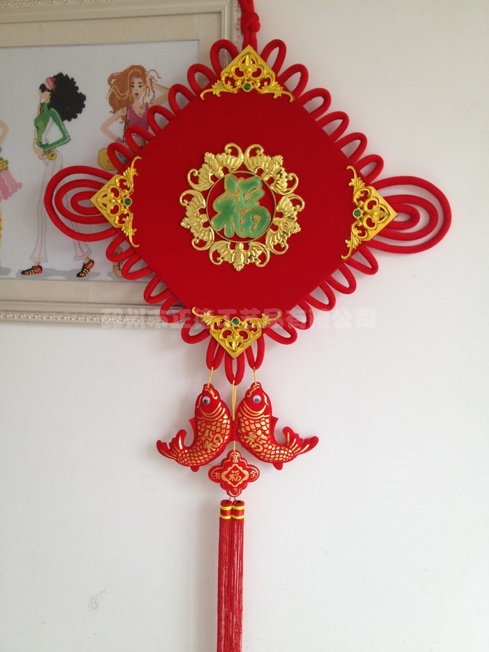 【2013新款精品中国结挂件批发 大号高档红绒