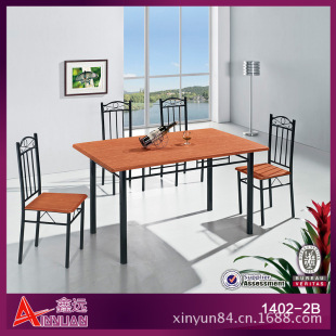 6人位餐桌椅 现代简约风格，家用也可商用，实木纹理桌面