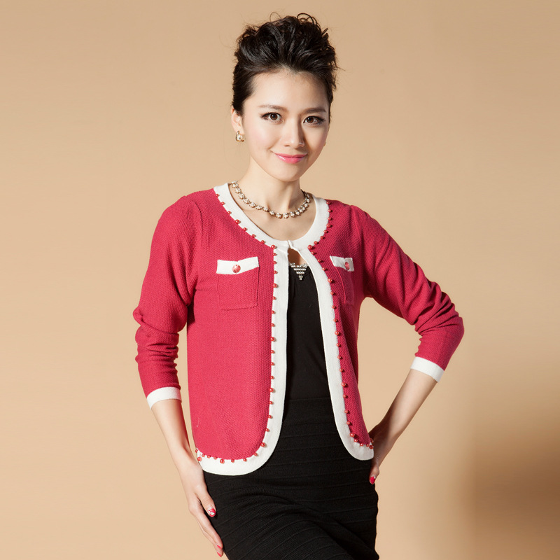 2013<em>秋冬</em>韩版针织<em>小开衫</em>时尚甜美花边针织衫