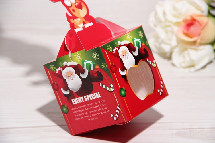 【热销新款 圣诞节 礼物 平安果 麋鹿包装纸盒 