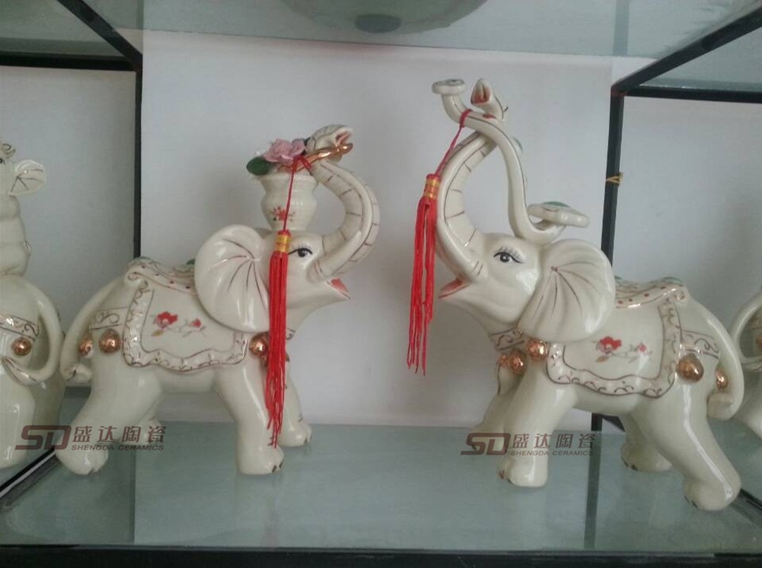 销牙瓷大象动物工艺品 对象牙瓷家居装饰品礼