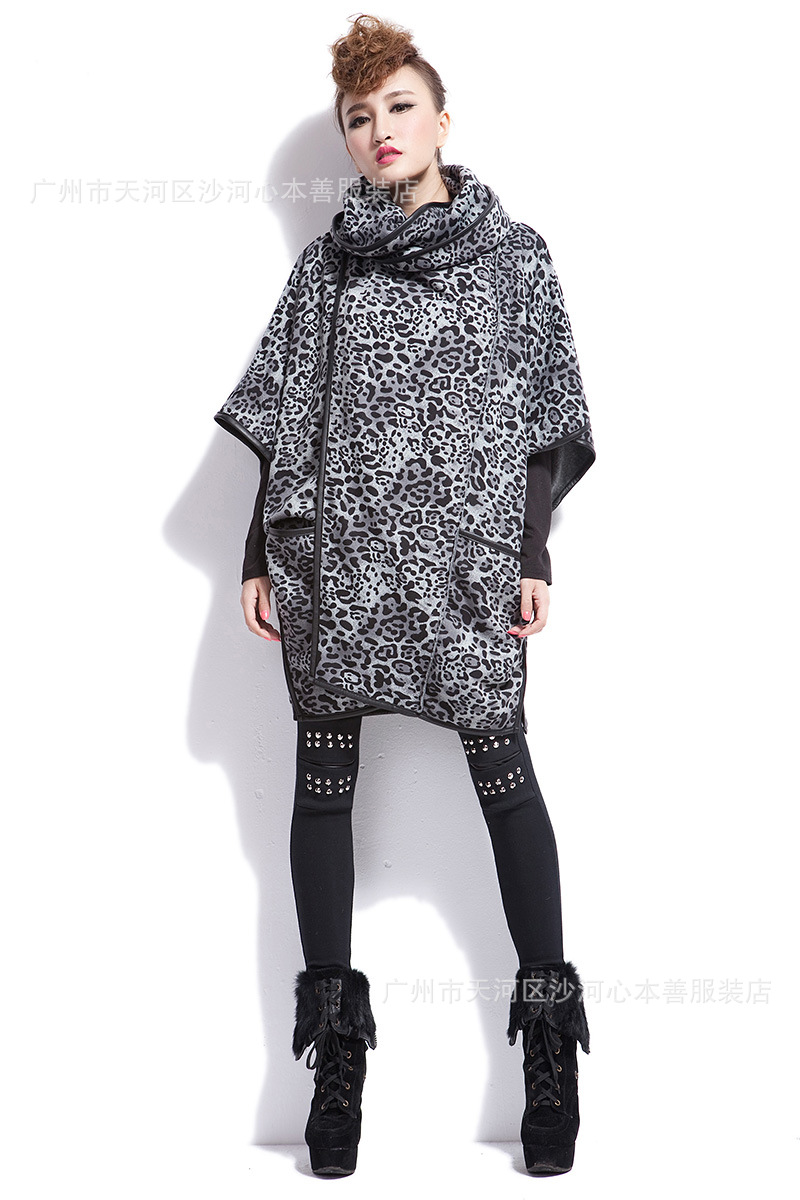 360#个性豹纹休闲加绒<em>外套</em> 大码<em>女装批发</em> - 36