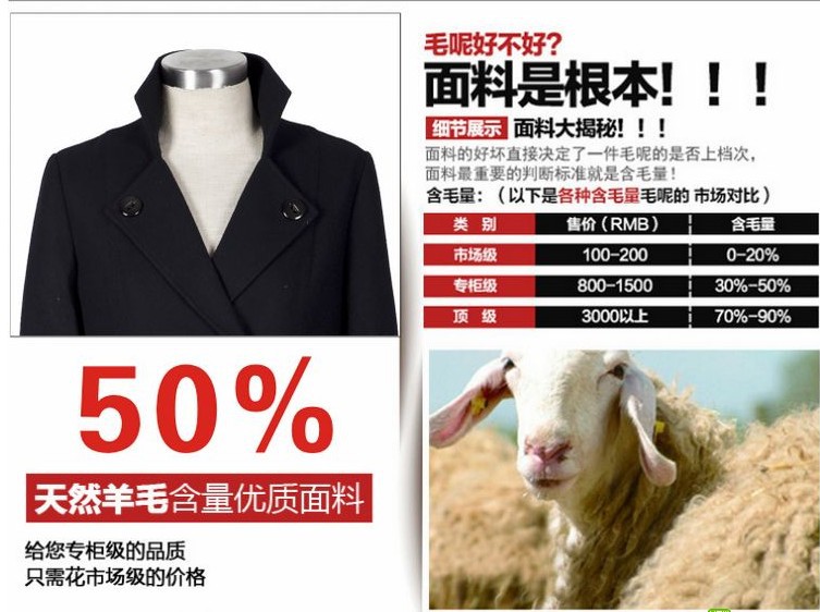 2013冬季正品新款<em>夫人</em>双排扣立领修身型女毛