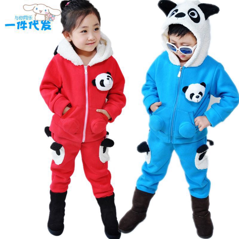 品质童装一件代发 秋冬装新款男童女童熊猫抓