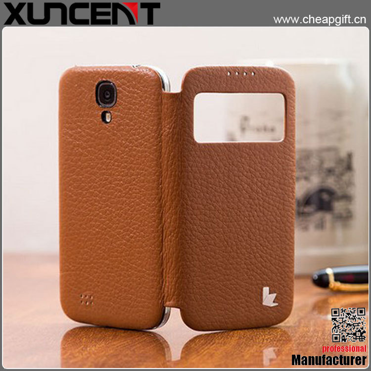 三星S4荔枝纹手机皮套i9500真皮保护套原装后