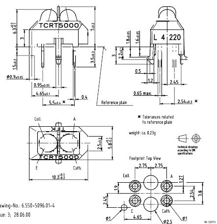 直插式光电传感器tcrt5000,tcrt-5000光电传感器特性,tcrt5000l