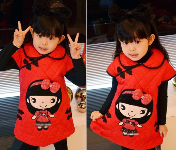 爆款<em>女童</em>精品 唐装<em>马甲棉</em>背心 新年款囍庆旗袍