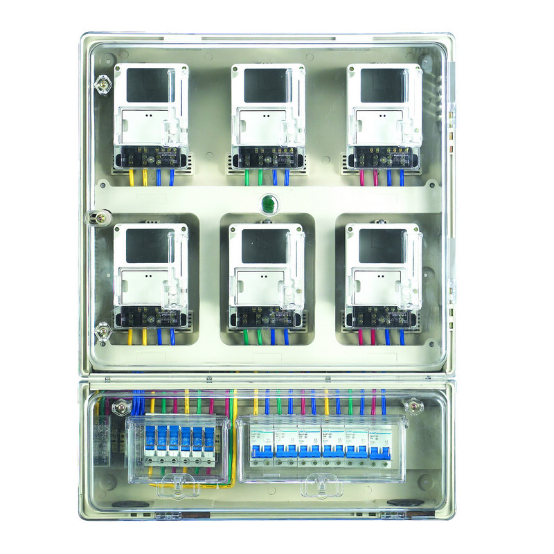 供应单相六位拼装电表箱 六表位带空开表箱 透明组合式表位箱