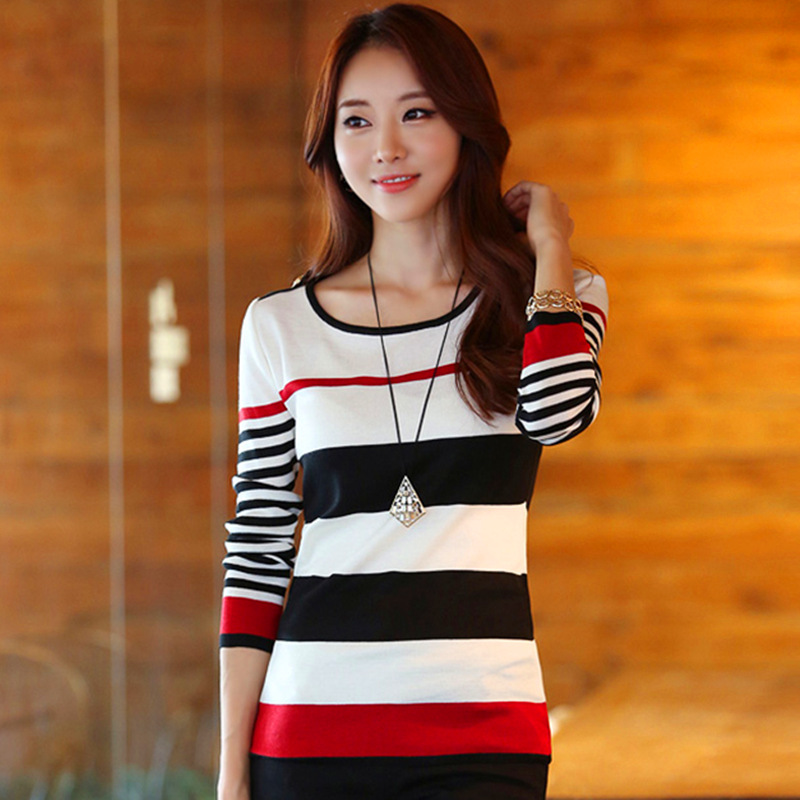 韩版<em>修身</em>套头<em>针织衫女</em>打底衫圆领长袖<em>毛衣</em> 图