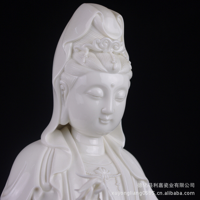 德化瓷器 20寸立莲观音 陶瓷观音像 精品陶瓷佛像 收藏品