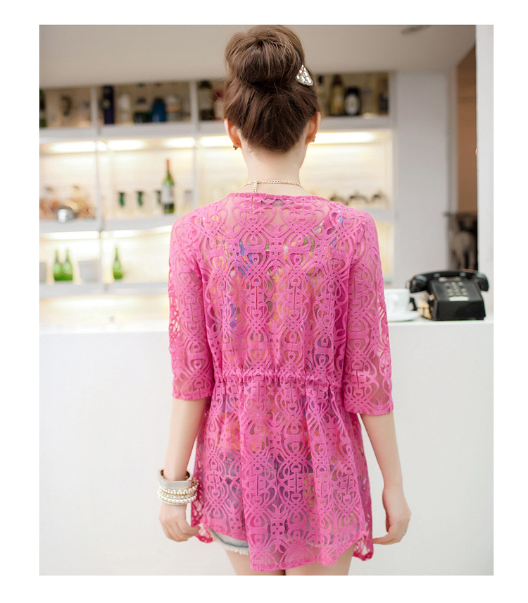 【517#韩版镂空蕾丝<em>开衫</em>外搭<em>夏季</em>短袖上衣薄