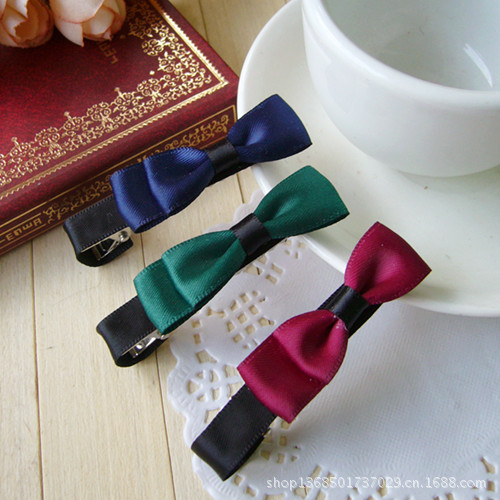 厂家供应手工制蝴蝶结发夹发夹 批发 边夹刘海