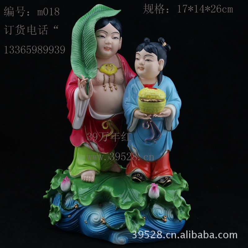和合二仙摆件婚姻喜庆礼品催婚姻催爱情增旺夫妻运德化陶瓷佛像