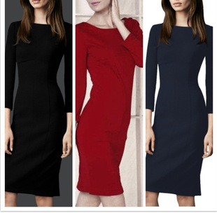 春秋夏新款女裝歐美修身白領通勤OL職業氣質連衣裙 免運費