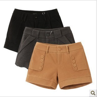 2013新款韩版纯色<em>毛呢</em>妮子面料<em>短裤秋冬女式</em>