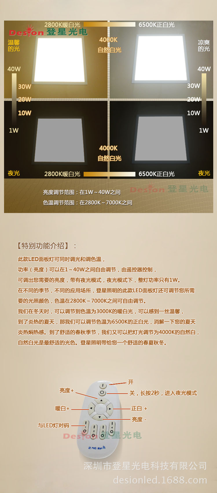 6 调光调色温面板  灯光调节示意图