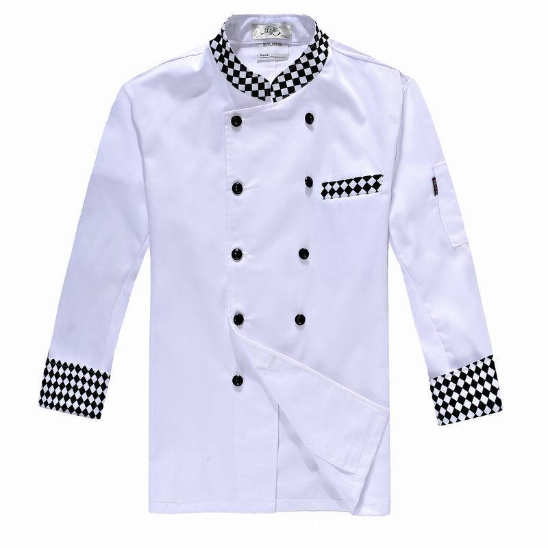 供应新款酒店厨师服 长袖 格子领 厨师工作服 厂