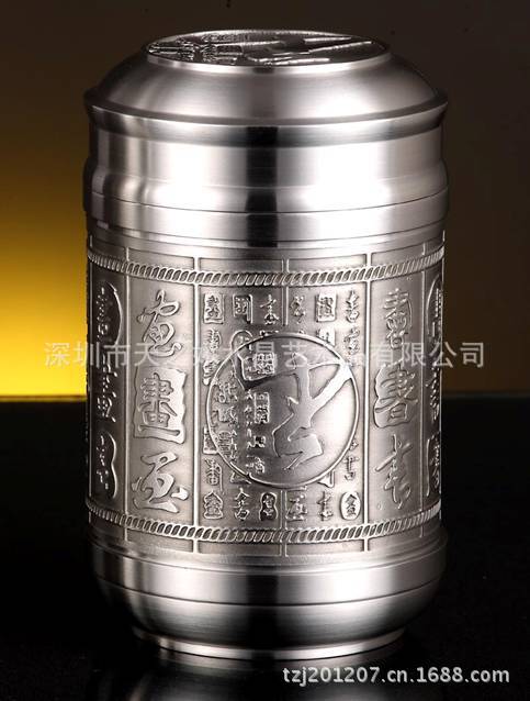 《书法》锡茶叶罐