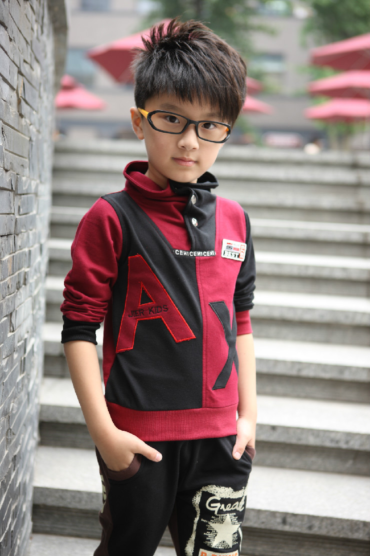 韩版男童套装春季新款 儿童运动套装 ax拼色童套装厂家直销货源