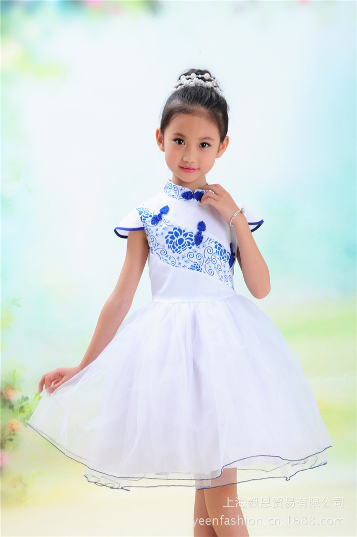 2013小礼服<em>青花瓷</em>儿童纱裙 <em>女童公主裙</em>蓬蓬连