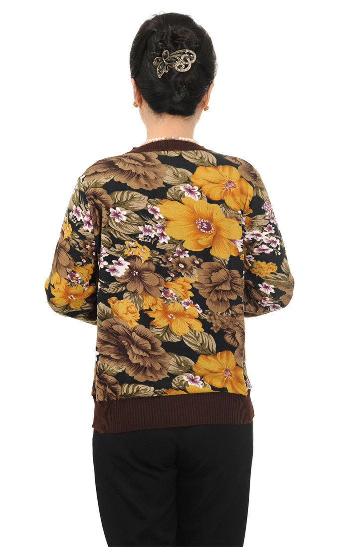 【印花针织<em>开衫</em> <em>中老年薄毛衣</em> 感恩母亲】价格