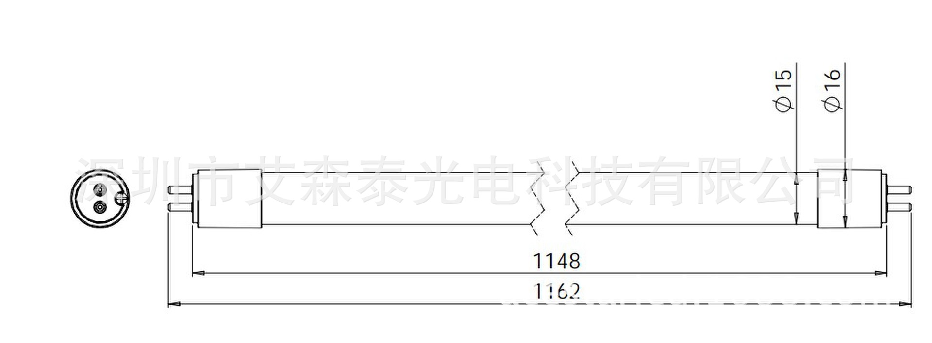 T5兼容式灯管外形尺寸