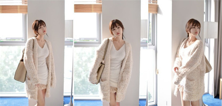 【韩版甜美学院风<em>明星</em>款V领<em>毛衣</em>外套<em>开衫</em>201