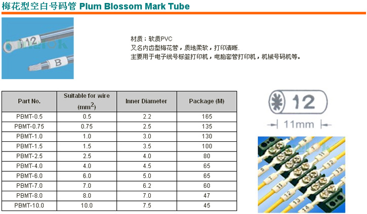 专业现货供应梅花管 O型号码管 电线号码管 线