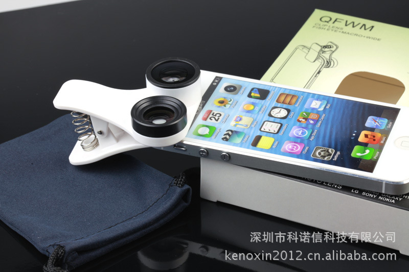 【新款 鱼眼广角微距3合1手机附加镜头 多功能