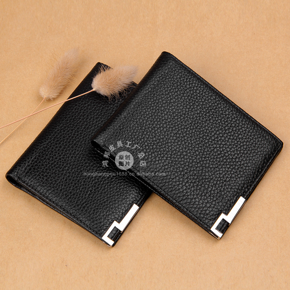 【伙拼】广州厂家男士横款真皮钱包厂批发牛皮卡包 爆款大量现货