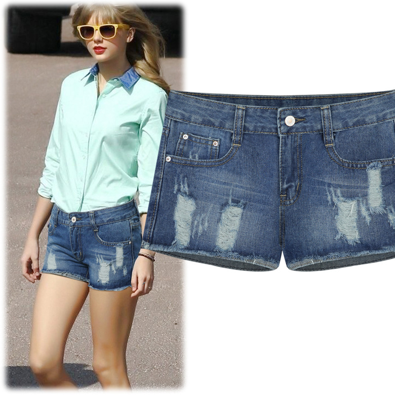 <em>2014</em>欧洲站夏季<em>新款女式牛仔短裤</em>欧美女装水