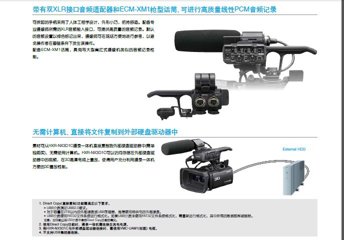【索尼 HXR-NX3D1C NXCAM 3D 手持式摄录