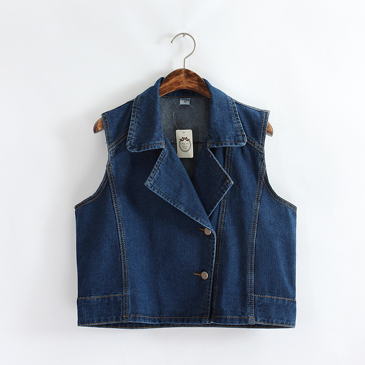 2014新款 <em>韩版</em>休闲宽松马夹带斜口百搭<em>短款牛</em>