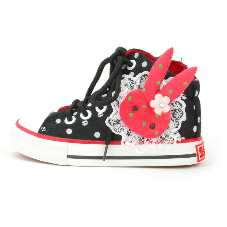 2014 秋季新款可爱卡通小白免高帮女童帆布鞋品质童鞋批发