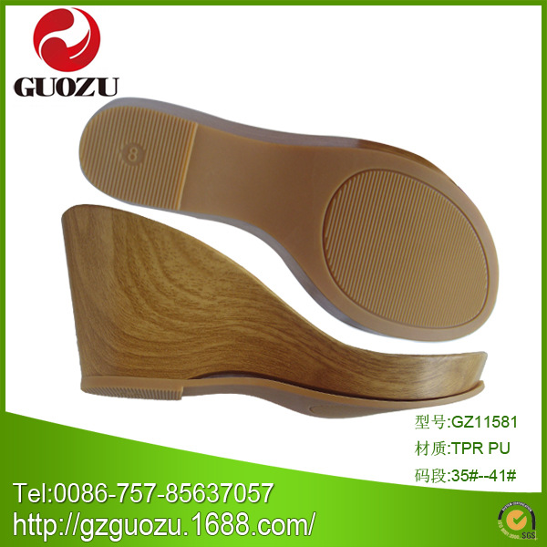 【【厂家直销】2014新款PU双层坡跟鞋底,耐磨